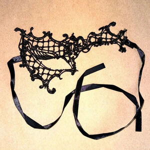 Black Lace Masquerade Ball Mask- “One Eye Open”